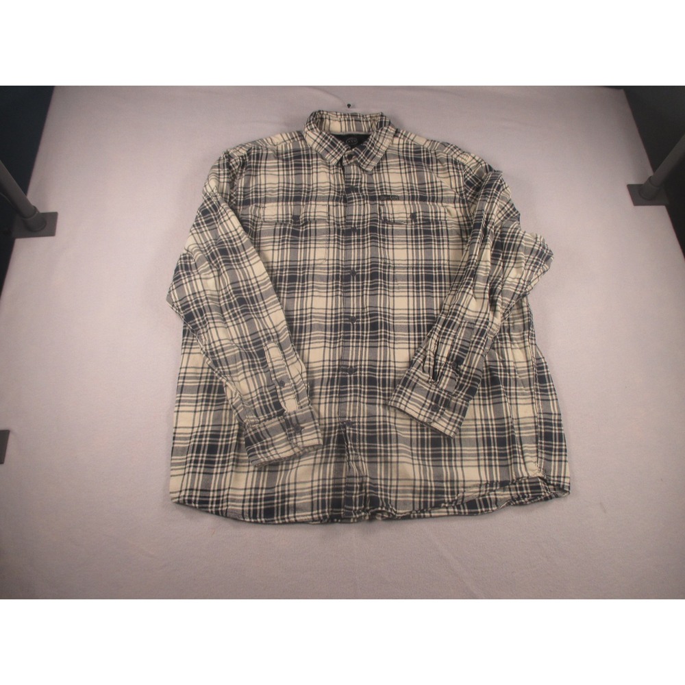 Wrangler ATG All Terrain Gear Plaid Flannel Shirt Mens XL Blue Cream Workwear